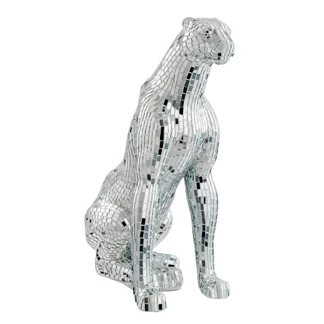 Boli Sitting Panther Sculpture // Chrome