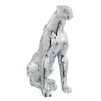 Boli Sitting Panther Sculpture // Glass + Chrome