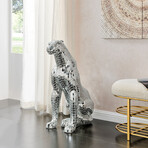 Boli Sitting Panther Sculpture // Glass + Chrome