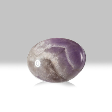 Genuine Polished Chevron Amethyst Palm Stone With Velvet Pouch