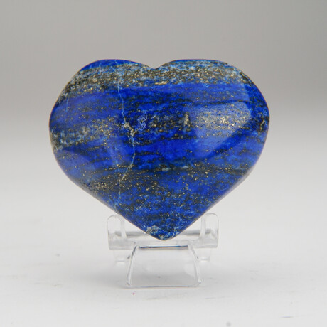 Genuine Polished Lapis Lazuli Puff Heart In Velvet Pouch // 84g