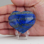 Genuine Polished Lapis Lazuli Puff Heart With Velvet Pouch