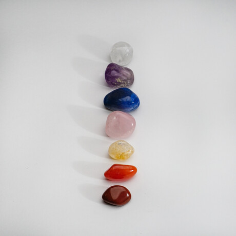 Genuine Stone Chakra Pouch With Velvet Pouch // Set Of 7