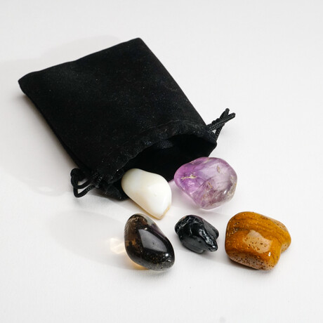5 Genuine Tumble Stones // Protection Pouch