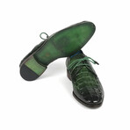Croco Textured Leather Derby Shoes // Green (US: 11.5)
