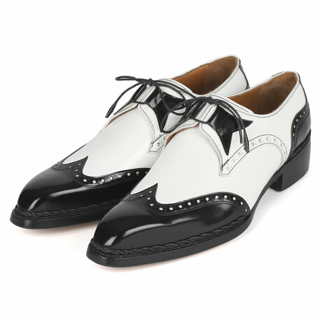 Norwegian Welted Wingtip Men's Dress Shoes // Black + White (US: 6)