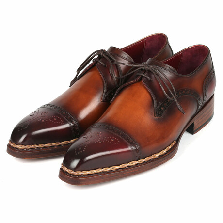 Norwegian Welted Cap Toe Derby Shoes // Bordeaux + Brown (US: 6)
