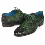 Croco Textured Leather Derby Shoes // Green (US: 11.5)