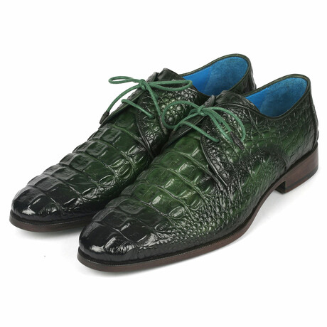 Croco Textured Leather Derby Shoes // Green (US: 6)