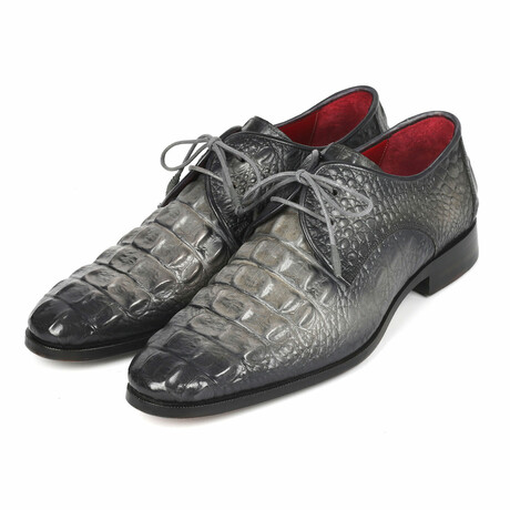 Crocodile Embossed Calfskin Derby Shoes // Gray (US: 6)