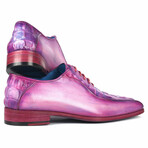 Croco Textured Leather Bicycle Toe Oxfords // Pink + Purple (US: 6)