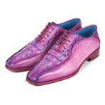 Croco Textured Leather Bicycle Toe Oxfords // Pink + Purple (US: 8.5)