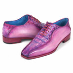 Croco Textured Leather Bicycle Toe Oxfords // Pink + Purple (US: 9)