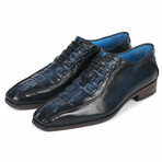 Croco Textured Leather Bicycle Toe Oxfords // Navy (US: 9)
