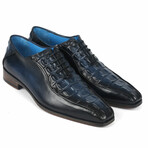 Croco Textured Leather Bicycle Toe Oxfords // Navy (US: 8.5)