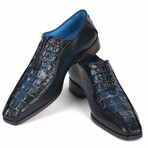 Croco Textured Leather Bicycle Toe Oxfords // Navy (US: 7)