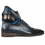 Croco Textured Leather Bicycle Toe Oxfords // Navy (US: 7.5)