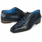 Croco Textured Leather Bicycle Toe Oxfords // Navy (US: 6)