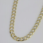 Gold Plated + Two-toned Sterling Silver Cuban Link Chain Bracelet // 7.5mm // 7.5"