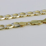Gold Plated + Two-toned Sterling Silver Cuban Link Chain Bracelet // 7.5mm // 7.5"