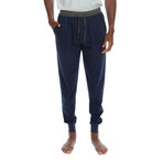 Men's Contrasted Waistband Cuffed Joggers // Heather Navy (XL)