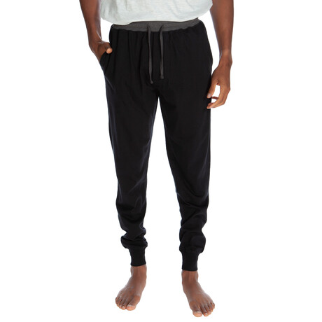 Men's Contrasted Waistband Cuffed Joggers // Black (S)