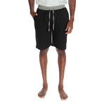 Men's Contrast Waisted Lounge Shorts // Black (L)