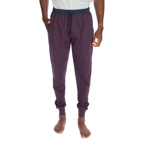 Men's Contrasted Waistband Cuffed Joggers // Heather Purple (S)