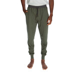 Men's Contrasted Waistband Cuffed Joggers // Heather Green (XL)