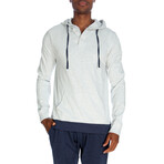 Men's Contrasted Cuff Henley Hoodie // Heather White (M)