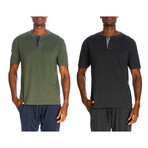Men's Short Sleeve Henley Shirt Set // Set of 2 // Heather Olive + Heather Charcoal (L)
