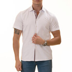 Avi Short Sleeve Shirt // White + Burgundy (L)