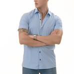 European Premium Quality Short Sleeve Shirt // Blue (US: 36S)