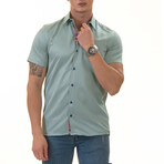 European Premium Quality Short Sleeve Shirt // Green + Purple Paisley Interior (M)