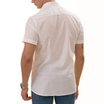 European Premium Quality Short Sleeve Shirt // White + Burgandy Interior (L)
