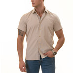 European Premium Quality Short Sleeve Shirt // Beige (S)