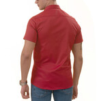 European Premium Quality Short Sleeve Shirt // Red + Burgandy Interior (XL)