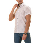 European Premium Quality Short Sleeve Shirt // Black + White Printed (US: 36S)