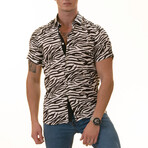 Hamish Zebra Print Short Sleeve Shirt // Black + White (XL)