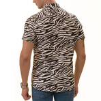 European Premium Quality Short Sleeve Shirt // Black + White Zebra (L)
