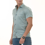 European Premium Quality Short Sleeve Shirt // Green + Purple Paisley Interior (S)