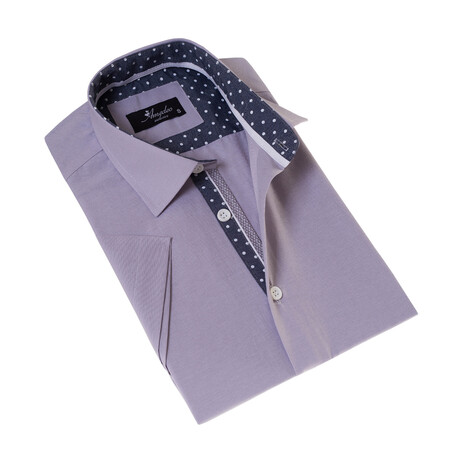 Polka Dot Short Sleeve Button Up // Light Purple (S)