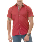European Premium Quality Short Sleeve Shirt // Red + Burgandy Interior (M)