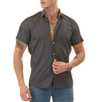 European Premium Quality Short Sleeve Shirt //  Navy Mustard (4XL)