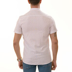 European Premium Quality Short Sleeve Shirt // White + Burgandy Printed (5XL)