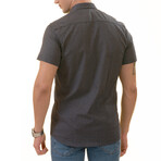 European Premium Quality Short Sleeve Shirt //  Navy Mustard (US: 36S)