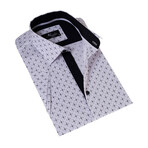 Printed Short Sleeve Shirt // White + Black (XL)