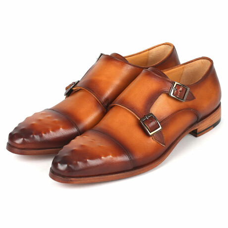 Studded Cap Toe Monkstraps // Light Brown (US: 6)