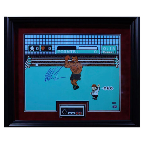 Mike Tyson // Autographed Photograph w/ Nintendo Controller + Framed