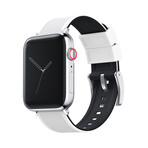 Elite Silicone Watch Band // Apple Watch Compatible // White + Black (Small Stainless Steel (38/40/41mm))